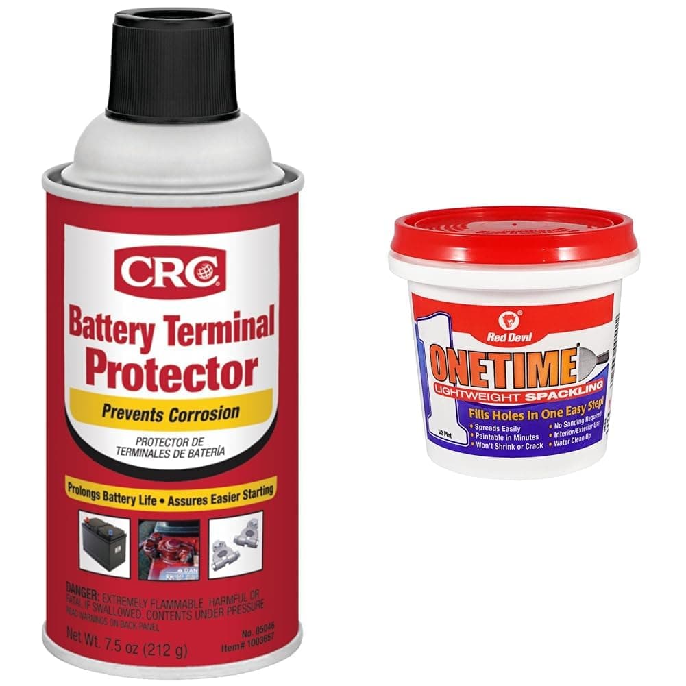 CRC 05046 Battery Terminal Protector Bundle with Red Devil 0542 Lightweight Spackling, 8 Ounce