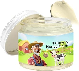 Tallow & Honey Balm,Beef Tallow Skin Care,Beef Tallow for Skin,Tallow Face Moisturizer,with Grass-Fed Beef Tallow & Raw Wild Honey for Smooth, Hydrated Skin,Natural Formula,for Face, Body -2.12 oz