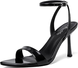 Mostrin Heels for Women Strappy Lace Up Ankle Strap Heels Pointed Open Toe Stiletto High Heeled Sandals for Prom, Party, Daily