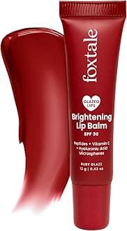 Foxtale SPF 30 Brightening Lip Balm for Dark Lips with Peptides & Vitamin C | Brightens Pigmented Lips | Hydrates Lip | SPF Lip Balm - Ruby Glaze 12gm