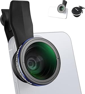2 in 1 Smartphone Lens Kit, 0.75x Wide Angle & 2x Macro, Aluminum Alloy Construction, Dual Lens Design, 37mm Thread Mount, Compatible with iPhone, Samsung & Other Android Phones