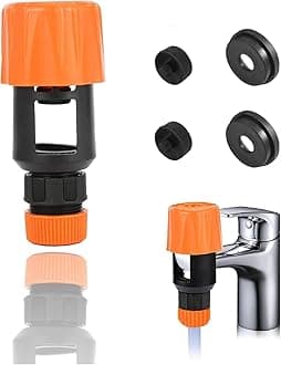 Grantop Tap Connector Universal Quick Fitting Hose Connector Mixer Tap Adjustable Faucet Adapter with 4 Replacement Washers for Garden Bathroom Kitchen Indoor Outdoor Hose Pipe (Orange)