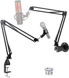 YOUSHARES Mic Stand - Microphone Arm with Upgraded Heavy Duty Clamp, Wall Mount and Universal Mic Holder for Blue Yeti/HyperX QuadCast ＆ Other Mics