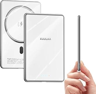 Kuulaa Magsafe Power Bank 7mm Ultra-Slim Magnetic Portable Charger 5000mAh Wireless Portable Phone Charger with USB-C Output, Compatible with iPhone Air/16/15/14/13/12 Plus/Pro/Pro Max/Mini,Whtite