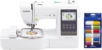 Brother SE700 Sewing and Embroidery Machine, Wireless LAN Connected, 135 Built-in Designs, 103 Built-in Stitches, SAEMB12 12-Color Premium Embroidery Thread Set Included