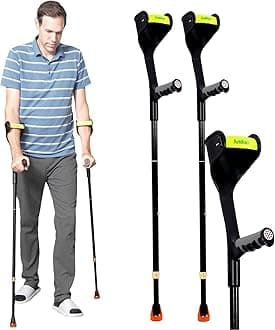 Forearm Crutches Pair, Folding Forearm Crutches Adults Lightweight Adjustable, with Rubber Handles, Comfortable Grip and Wear-Resistant
