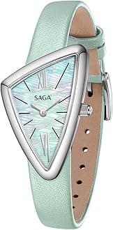 SAGA Sailboat Women's Luxury Quartz Watch with Swiss Movement, Roman Numeral Dial, Danube Crystal, Stainless Steel Triangular Case, 3ATM Water Resistant - Elegant Gift for Small Wrists