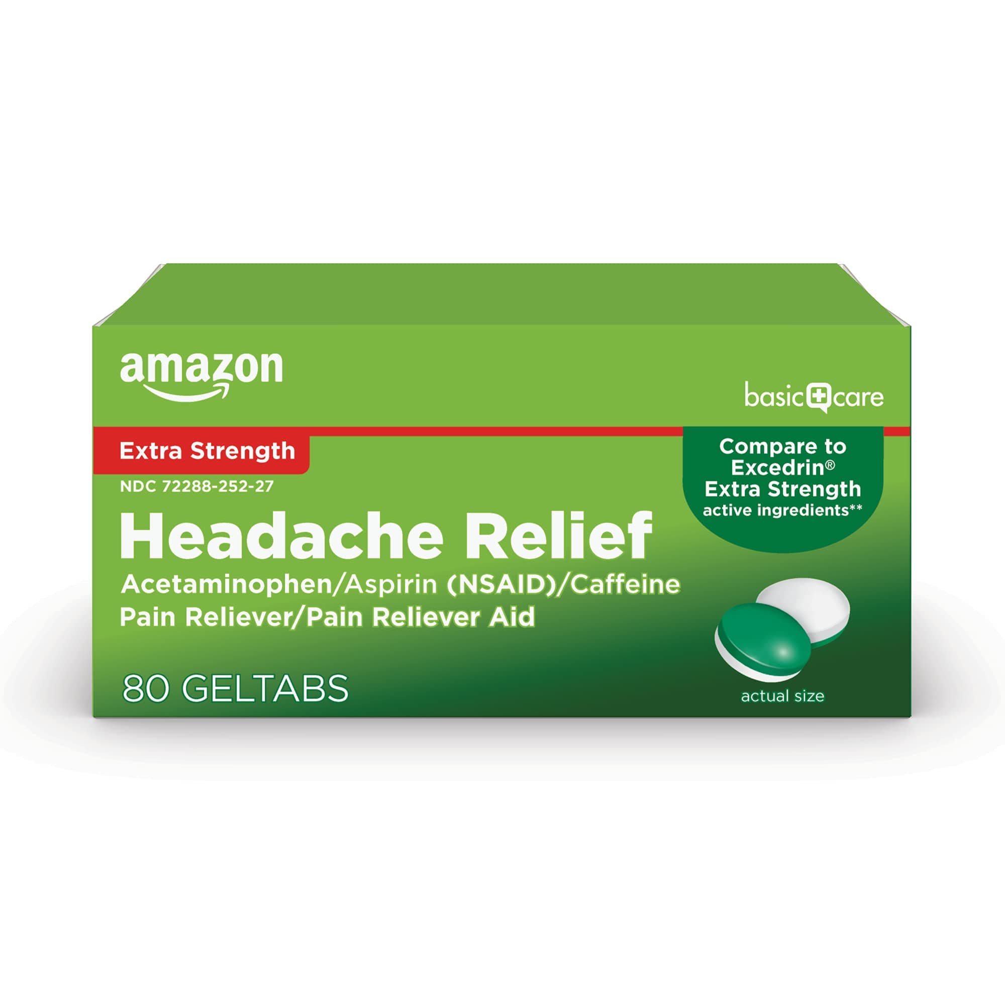 Extra Strength Headache Relief Geltabs, Pain Reliever for Arthritis, Menstrual Pain and Cramps, 80 Count