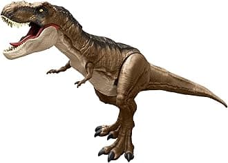 Mattel Jurassic World Super Colossal Dinosaur Action Figure, Large Tyrannosaurus Rex Dino Toy with Eating Feature, 3+ Feet Long T Rex