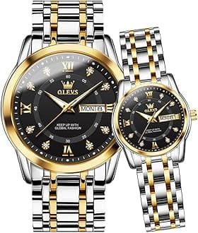 OLEVS Couple Watch Valentines Couple Matching Watches His and Her Couple Set Wrist Watch Men and Women Lovers Wedding Romantic Gifts Set of 2