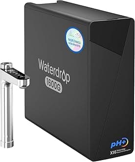 Waterdrop X16-Alkaline Reverse Osmosis Water Filter, NSF/ANSI 42&58&372 Certified, 1600 GPD RO System, 11-Stage Filtration, UnderSink, 3:1 Pure to Drain, Alkaline Mineral pH+, Stainless Steel Faucet
