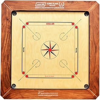 SISCAA Carrom Board Sure SLAM Indoor Board Game Approved by Carrom Federation of India & Maharashtra Carrom Association (Bulldog, 24mm)