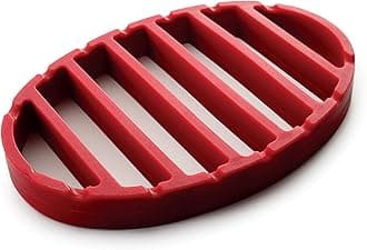 NP405 Oval Silicone Roast Rack, Red, 9 inch x 6 inch x 1 inch