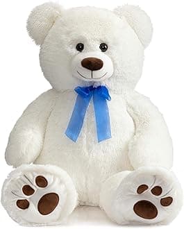 HUG 'n' FEEL SOFT TOYS 4 Feet White Giant Teddy Bear Soft, Plush, And Cuddly Stuffed Animal For Kids, Birthdays, Anniversaries, Valentine'S Day, And Special Occasions Large Huggable