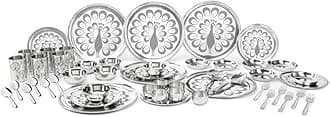 Shri & Sam Stainless Steel Shagun Dinner Set (50 Pcs Peacock Set)