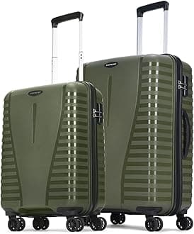 Aristocrat Airpro 8 Wheels Trolley Bags for Travel Hard Case Luggage, Lightweight Bag & Combination Lock|7 Years Warranty, Ivy Green, Set of 2 (Small + Medium), Hardside Expandable Luggage with 8