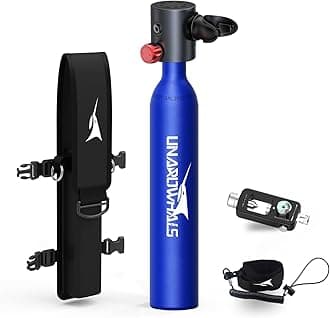 UNAROWHALS Mini Scuba Tank, 5-10 Minutes Usage Time Scuba Tank Kit, DOT/CE-EN250 Certification Dive Tank, 0.5L(3.5Cu Ft) Capacity Portable Scuba Tank, 3000 Psi Max Pressure, Aluminum Diving Tanks