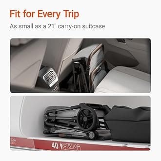 MAMAZING Lightweight Baby Travel Stroller with Carbon Fiber Frame, Compact & Airplane-Friendly, One-Handed Folding Design, 11.6 lbs, Perfect for Toddlers, Organizer & Cushion Included, Grey