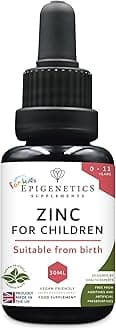Zinc for Children 30ml | from Birth Zinc Mix Immunity Supplement 0-11 Years | Newborns Baby Kids Sugar Free UK Made Vegan Mini Liquid | Long Supply, 2 Drops Daily