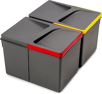 Emuca - Waste bins, waste sorting bin for cut-out base, set of 2 bins height 216mm (8,5 inch) with 12 litres capacity