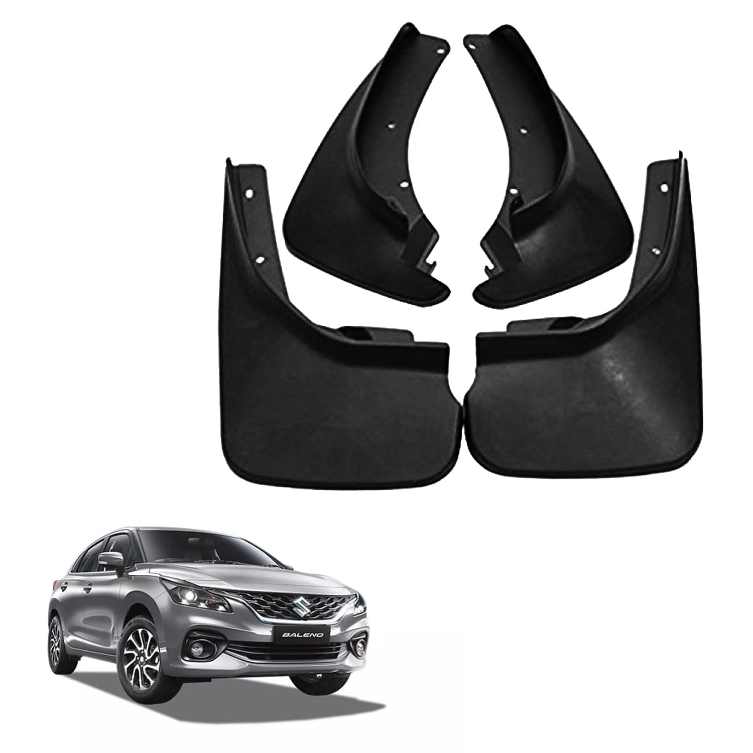 Autokaar O E Type Car Mud Flap Box Shape Splash Protection Guard Tyre Flap Complete Set of Front & Rear Tires for Maruti Suzuki Baleno 2022 Onwards