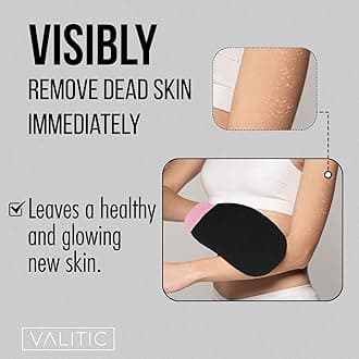 Valitic Exfoliating Glove for Body Scrub - Body Scrubber Exfoliator Mitt for Shower & Bath - Exfoliating Body & Face Dead Skin Remover - Korean Style Exfoliating Women & Men - Single Black Pink