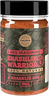– Shashlik Warrior BBQ Shashlik Rub - 100% Natural BBQ Seasoning - A Fragrant Caucasian Cuisine Seasoning Mix Perfect For Marinades, Skewers And Other Grilled Dishes - Large Jar (170g)