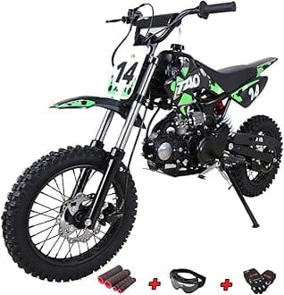 X-Pro 110cc Dirt Bike Pit Kids Pitbike 110 with Gloves, Goggle and Handgrip (Black)