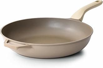 PRICUSIS Nonstick Frying Pan, 8/10/12 Inch Skillet with Stay Cool Handle, Stain/Scratch/Crack Proof, Induction Compatible & Oven Safe, Dishwasher Safe, PTFE & PFOA Free (12-Inch, Natural Linen)