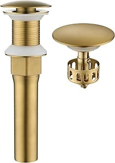 - KAIYING Pop Up Drain, Bathroom Sink Drain Stopper, Vessel Sink Drain Assembly with Detachable Basket Stopper, Anti-Explosion and Anti-Clogging Drain Strainer (NO Overflow, Brushed Brass)