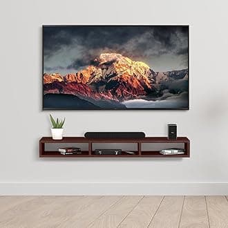 Torche Wooden Wall Mounted Tv Unit, Tv Cabinet For Wall, Tv Stand For Wall, Tv Stand Unit Wall Shelf For Living Room, Set Top Box Stand (Dark Oak-Glider) - 18 X 58 X 5 Cm