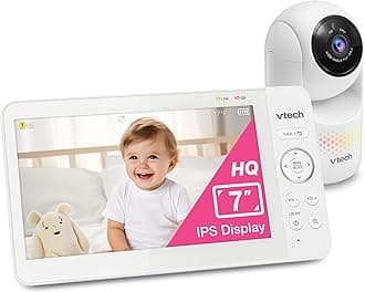 Advanced HQ MAX 7" Digital Video Baby Monitor with Panoramic Zoom, 5000mAh Long Battery Life, IPS Display, Touch Control, Multi-Color Night Light,