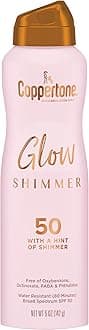 Glow with Shimmer Sunscreen Spray SPF 50, Water Resistant Spray Sunscreen, Broad Spectrum SPF 50 Sunscreen Spray, 5 Oz Spray