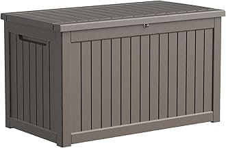 280 Gallon Resin Deck Box, Lockable Patio Outdoor Storage Box for Furniture, Garden Tools and Tools Storage, Waterproof Outside Storage Boxes - Grey