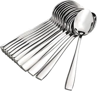 PARAG 12 Pieces Stainless Steel Premium Spoons Set, Premium, Silver