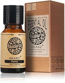 AKARZ Peony Essential Oil Natural Organic Peony Oil for Skin Body Hair Care,Diffuser, Candle,Soap,Making, DIY,Massage Aroma 10ml