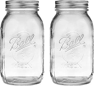 Ball Regular Mouth 32-Ounces Mason Jar with Lids and Bands (2-Units), Pack Of 2, Clear