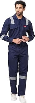 Men's Cotton Industrial Boiler Suit Work WEAR Coverall with Reflective Tape. Rain Coat