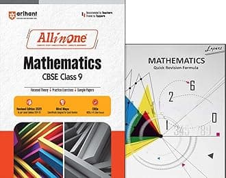 All In One CBSE Class 9th Mathematics in English by Arihant For Class 9th CBSE EXAM 2025 With Quick revision Maths Formula,Mind Map, Revised Edition 2025, Practice exercises , Focused theory