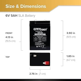 ExpertPower EXP650 (20 Pack) - 6V 5Ah / 20HR SLA Rechargeable 6V Battery for Ride on Toys, Emergency Light, Exit Sign Battery Replacement, Sealed Lead Acid 6 Volt Batteries with F1 Terminals