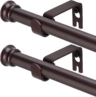 Curtain Rods 2 Pack 5/8 inch Brown Curtain Rods for Windows 30 to 88 Inch with Brackets Easy to Install for Bedroom Living room Kitchen