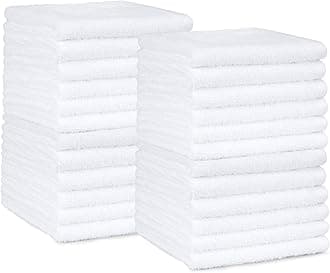 Highly Absorbent, Fast Drying 100% Cotton Washcloths for Bathroom, Machine Washable, Soft, 12 x 12 in, White, 60-Pack