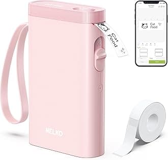 Nelko Label Maker Machine with Tape, P21 Portable Bluetooth Label Printer, Wireless Handheld Sticker Maker Mini Label Makers with Multiple Templates for Organizing Storage Barcode Office Home, Pink