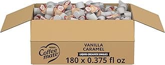 Nestle Coffee mate Coffee Creamer, Vanilla Caramel, Liquid Creamer Singles, Non Dairy, No Refrigeration, 0.375 fl oz Tubs (Pack of 180)