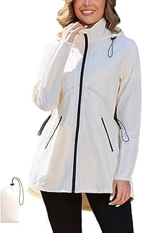 PITINAN Rain Jacket Women Lightweight Waterproof Windbreaker Jacket Women Packable Raincoat with Pockets S-XXL