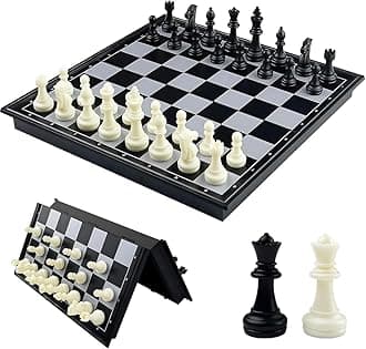 Storio Magnetic Chessboard Game Set with Folding Travel Friendly Portable Storage Case Chess Board Set with 2 Players Toys for Kids and Adults