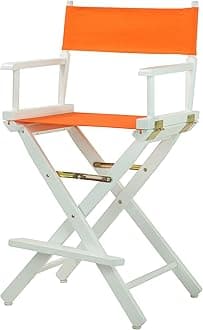 Casual Home 24" White Frame-Tangerine Canvas Director Chair, Counter Height