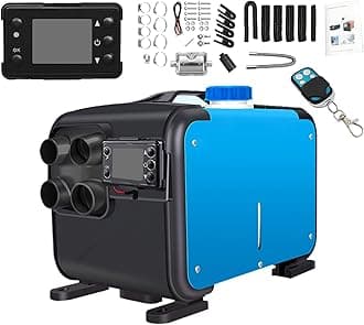 5KW / 8KW 12V Air Diesel Heater Vehicle Heater Set 4 Holes Parking Fast Heating with LCD Display For Truck, Boat, Motorhomes, Touring Car, Campervans, Caravans (Blue-Black)