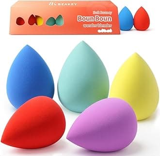 BEAKEY Makeup Sponge Set 5 Pack Micro Porous Low Absorption Soft Latex Free Foundation Beauty Sponges & Blenders for Powder Cream