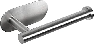HouseAid Self Adhesive Toilet Paper Holder for Bathroom, No Drilling Stainless Steel Toilet Roll Holder, Brushed Nickel